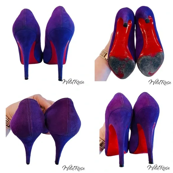 CHRISTIAN LOUBOUTIN New Declic Velours Purple Suede Pumps SZ 37